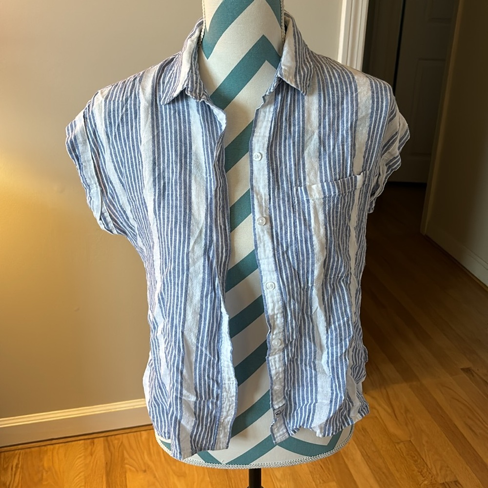 Rails Linen Short-Sleeve Button-Down Top - image 1